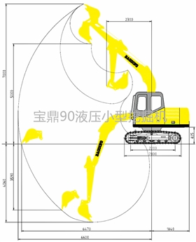 寶鼎液壓90履帶小型挖掘機(jī)產(chǎn)品參數(shù)圖