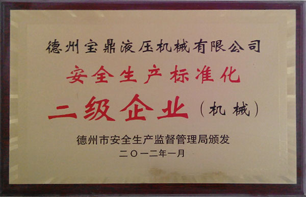 【安全生產(chǎn)標(biāo)準(zhǔn)化二級企業(yè)】-寶鼎榮譽(yù)