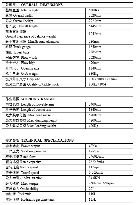 寶鼎85抓木機(jī)技術(shù)參數(shù)