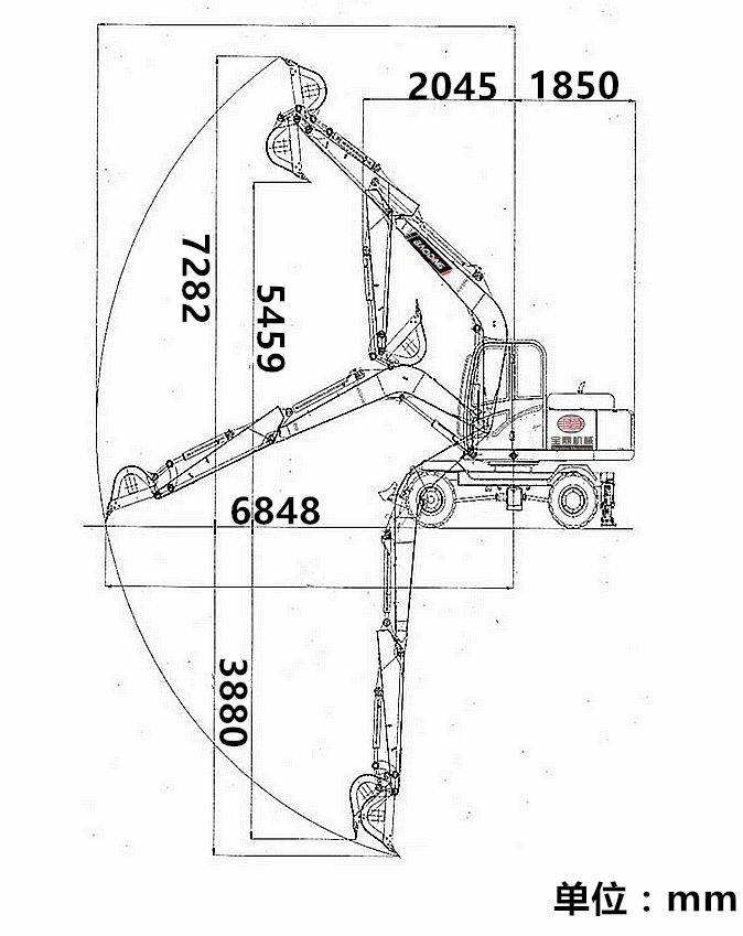 95輪式挖掘機參數(shù)