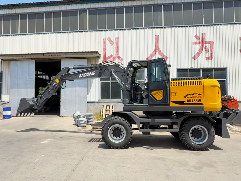 寶鼎BD135輪式挖掘機，無氣路+碟剎橋