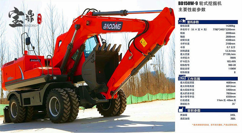 寶鼎150輪式挖掘機設(shè)備提升高耐用性駕駛舒適性升級-150輪挖